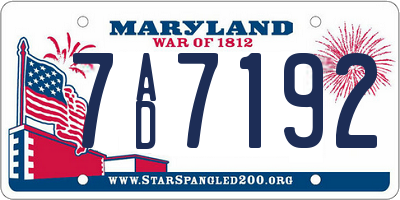 MD license plate 7AD7192
