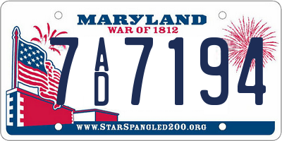 MD license plate 7AD7194