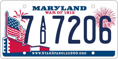 MD license plate 7AD7206