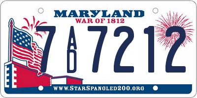 MD license plate 7AD7212