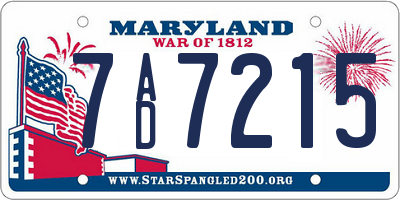 MD license plate 7AD7215