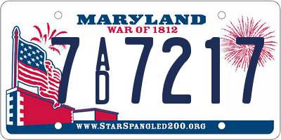 MD license plate 7AD7217