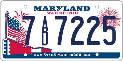 MD license plate 7AD7225