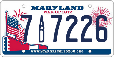 MD license plate 7AD7226