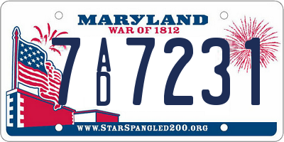 MD license plate 7AD7231
