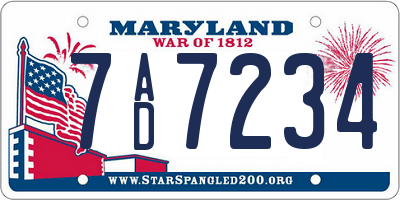 MD license plate 7AD7234