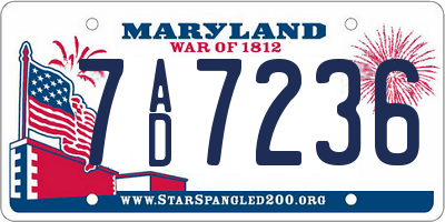 MD license plate 7AD7236