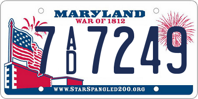 MD license plate 7AD7249