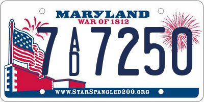 MD license plate 7AD7250