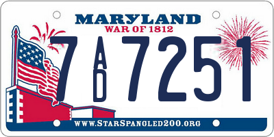 MD license plate 7AD7251