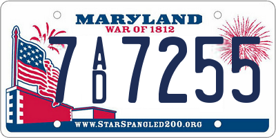 MD license plate 7AD7255