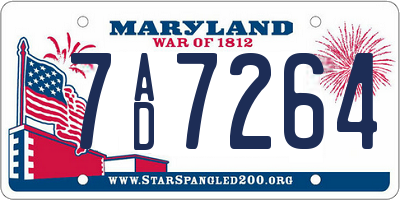 MD license plate 7AD7264
