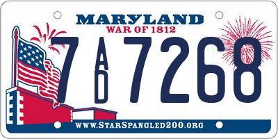 MD license plate 7AD7268