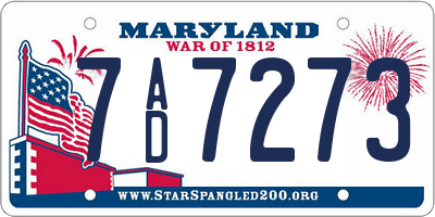 MD license plate 7AD7273