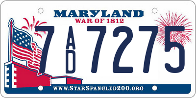 MD license plate 7AD7275