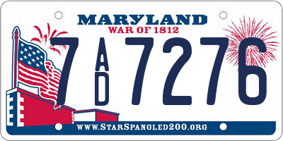 MD license plate 7AD7276