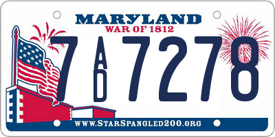 MD license plate 7AD7278