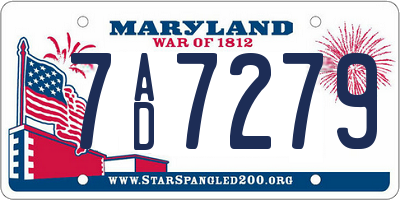 MD license plate 7AD7279