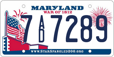 MD license plate 7AD7289