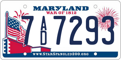 MD license plate 7AD7293
