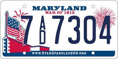 MD license plate 7AD7304