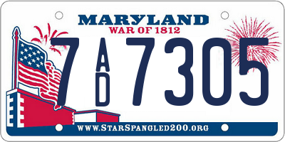 MD license plate 7AD7305