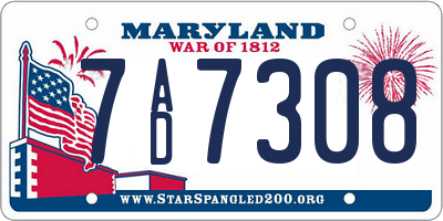 MD license plate 7AD7308