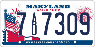 MD license plate 7AD7309