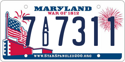 MD license plate 7AD7311