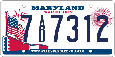 MD license plate 7AD7312