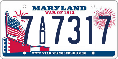 MD license plate 7AD7317