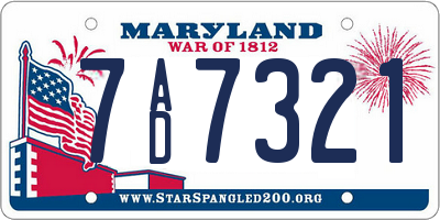 MD license plate 7AD7321