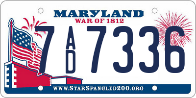MD license plate 7AD7336