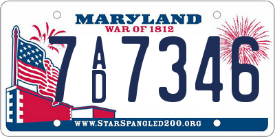 MD license plate 7AD7346