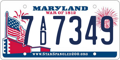 MD license plate 7AD7349