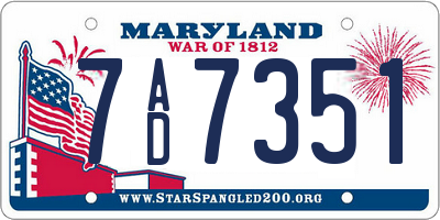 MD license plate 7AD7351