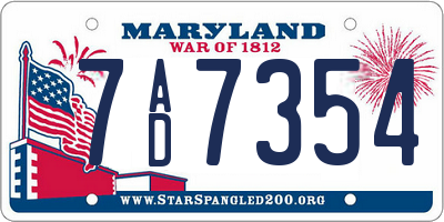 MD license plate 7AD7354