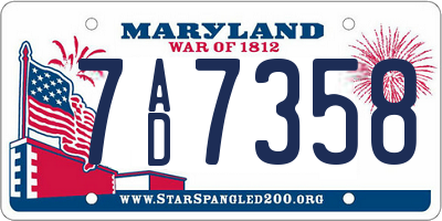 MD license plate 7AD7358