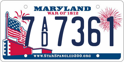 MD license plate 7AD7361