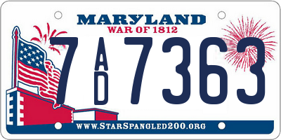 MD license plate 7AD7363