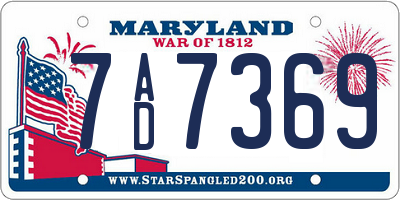 MD license plate 7AD7369
