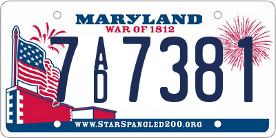 MD license plate 7AD7381