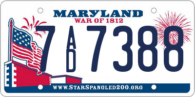 MD license plate 7AD7388