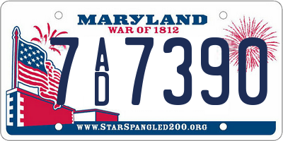 MD license plate 7AD7390