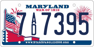 MD license plate 7AD7395