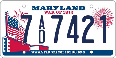 MD license plate 7AD7421