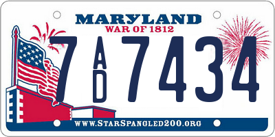 MD license plate 7AD7434