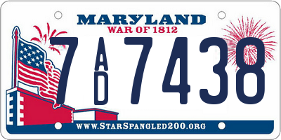 MD license plate 7AD7438
