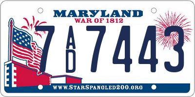 MD license plate 7AD7443