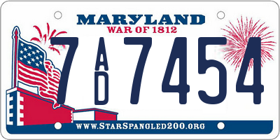 MD license plate 7AD7454